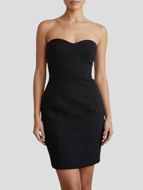 NWT Rebecca Taylor Strapless Corset Mini Dress Black Bustier S